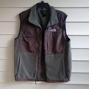 The North Face Men's Green and Brown Fleece Vest